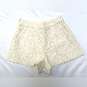 Cream Lace Textured High-Waisted Shorts Size XS